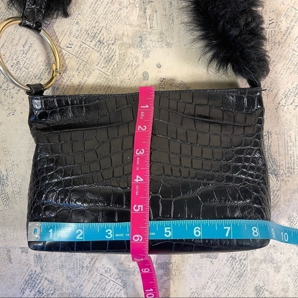 Elizabeth and James Finley Crocodile-Embossed Fur Shoulder Bag, Black - Picture 9 of 13
